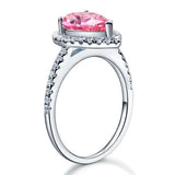 2.00ct Pink Pear Cut Diamond Engagement Ring, Diamond Halo, 925 Silver