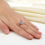 2.00ct Pink Pear Cut Diamond Engagement Ring, Diamond Halo, 925 Silver