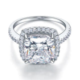 5.00ct Cushion Cut Diamond Halo Engagement Ring, 925 Sterling Silver