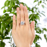 5.00ct Cushion Cut Diamond Halo Engagement Ring, 925 Sterling Silver