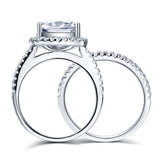 2.00ct Art Deco Diamond Halo, Bridal Ring Set, 925 Silver