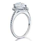 2.00ct Pear Cut Diamond Halo Engagement Ring, 925 Sterling Silver