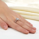 2.00ct Pear Cut Diamond Halo Engagement Ring, 925 Sterling Silver