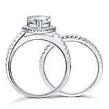 2.00ct Pear Cut Diamond Halo Bridal Ring Set, 925 Sterling Silver