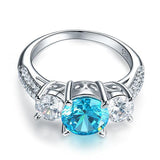 2.00ct Round Brilliant Cut Fancy Blue Diamond 3 Stone Ring