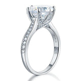 3.00ct Classic Diamond Engagement Ring, Round Brilliant Cut , 925 Sterling Silver