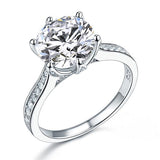 3.00ct Classic Diamond Engagement Ring, Round Brilliant Cut , 925 Sterling Silver