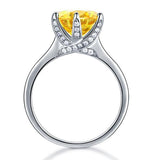 3.00ct Vivid Yellow Diamond Engagement Ring, Round Brilliant Cut, 925 Sterling Silver