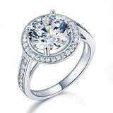 3.50ct Diamond Halo Engagement Ring, Round Brilliant Cut, 925 Sterling Silver
