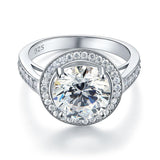 3.50ct Diamond Halo Engagement Ring, Round Brilliant Cut, 925 Sterling Silver