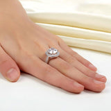 3.50ct Diamond Halo Engagement Ring, Round Brilliant Cut, 925 Sterling Silver