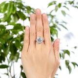 3.50ct Diamond Halo Engagement Ring, Round Brilliant Cut, 925 Sterling Silver