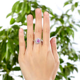 2.50ct Pink Diamond Engagement Ring, Round Brilliant Cut, Twist Design, 925 Silver