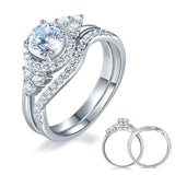 1.00ct Vintage Round Brilliant Cut Diamond Bridal Ring Set, 925 Sterling Silver