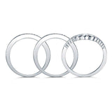 Vintage Diamond Wedding Band Ring Set 3-Pieces, 925 Sterling Silver