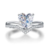 2.00ct Heart Cut Diamond Bridal Ring Set, 925 Sterling Silver