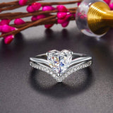 2.00ct Heart Cut Diamond Bridal Ring Set, 925 Sterling Silver