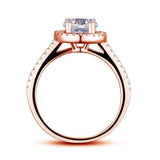 1.20ct Rose Gold, Round Brillaint Cut Diamond Halo Ring, 925 Sterling Silver Engagement Ring