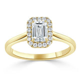 Lab-Diamond Emerald Cut Halo Engagement Ring, Choose Your Stone Size and Metal