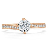 1.00ct Round Cut Moissanite Twist Engagement Ring, Classic Style, Available in White Gold, Platinum, Rose Gold or Yellow Gold