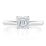 Lab-Diamond Asscher Cut Engagement Ring, Classic Style, Choose Your Stone Size and Metal