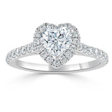 Lab-Diamond Heart Cut Engagement Ring, Classic Halo, Choose Your Stone Size and Metal