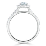 1.60ct Oval Cut Moissanite Halo Engagement Ring, Tiffany Style, Available in White Gold, Platinum, Rose Gold or Yellow Gold
