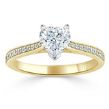 Lab-Diamond Heart Cut Engagement Ring, Classic Style, Choose Your Stone Size and Metal