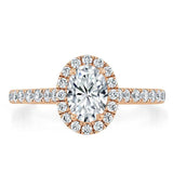 Lab-Diamond Oval Cut Halo Engagement Ring, Tiffany Style, Choose Your Stone Size and Metal