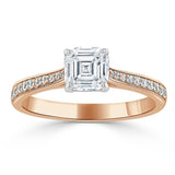 Lab-Diamondf Asscher Cut Engagement Ring, Classic Style, Choose Your Stone Size and Metal