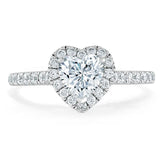 Lab-Diamond Heart Cut Engagement Ring, Classic Halo, Choose Your Stone Size and Metal
