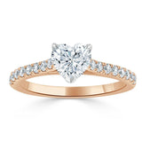 Lab-Diamond Heart Cut Engagement Ring, Classic Style, Choose Your Stone Size and Metal