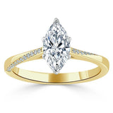 Lab-Diamond Marquise Cut Engagement Ring, Classic Style, Choose Your Stone Size and Metal