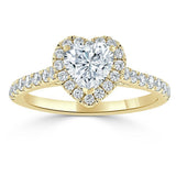 Lab-Diamond Heart Cut Engagement Ring, Classic Halo, Choose Your Stone Size and Metal