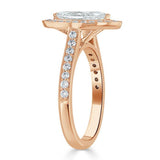 Lab-Diamond Marquise Cut Halo Engagement Ring, Tiffany Style, Choose Your Stone Size and Metal