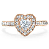 Lab-Diamond Heart Cut Engagement Ring, Classic Halo, Choose Your Stone Size and Metal