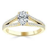 Lab-Diamond Oval Cut Engagement Ring, Split Shank, Choose Your Stone Size and Metal