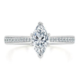 Lab-Diamond Marquise Cut Engagement Ring, Classic Style, Choose Your Stone Size and Metal