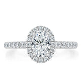 1.40ct Oval Cut Moissanite Halo Engagement Ring, Tiffany Style, Available in White Gold, Platinum, Rose Gold or Yellow Gold