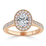 Lab-Diamond Oval Cut Halo Engagement Ring, Tiffany Style, Choose Your Stone Size and Metal