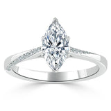 Lab-Diamond Marquise Cut Engagement Ring, Classic Style, Choose Your Stone Size and Metal
