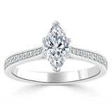 Lab-Diamond Marquise Cut Engagement Ring, Classic Style, Choose Your Stone Size and Metal