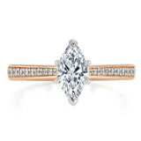 Lab-Diamond Marquise Cut Engagement Ring, Classic Style, Choose Your Stone Size and Metal