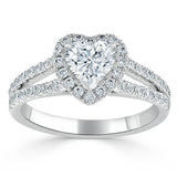 Lab-Diamond Heart Cut Engagement Ring, Classic Halo, Choose Your Stone Size and Metal
