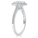Lab-Diamond Marquise Cut Halo Engagement Ring, Tiffany Style, Choose Your Stone Size and Metal