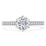 1.25ct Round Cut Moissanite Halo Engagement Ring, Classic Tiffany Style, Available in White Gold, Platinum, Rose Gold or Yellow Gold