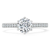 Lab-Diamond, Round Cut Engagement Ring, Classic Tiffany Style, Choose Your Stone Size and Metal