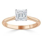 Lab-Diamond Asscher Cut Engagement Ring, Classic Style, Choose Your Stone Size and Metal