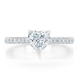 Lab-Diamond Heart Cut Engagement Ring, Classic Style, Choose Your Stone Size and Metal