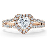 1.60ct Heart Cut Moissanite Engagement Ring, Classic Halo, Available in White Gold, Platinum, Rose Gold or Yellow Gold